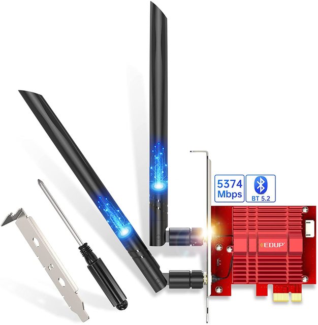 For External PCIe WiFi 6E AX5400M BT5.2 Tri-Band Wireless Network Adapter AX210 Gaming Desktop PC