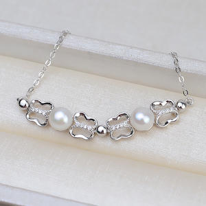 S925 <b>Silver</b> <b>Bracelet</b> with 7DIY <b>Pearl</b> 7-8 <b>Bracelet</b> Holder Female Butterfly Accessories DIY Jewelry for Personalized <b>Pearl</b> Bangles - Product Image 1