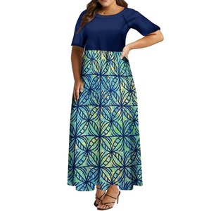 Pacific Island Art Design femmes robes élégantes en gros personnalisé vert grande taille femmes décontracté <span class=keywords><strong>robe</strong></span> de soirée Maxi <span class=keywords><strong>robe</strong></span> <span class=keywords><strong>tahitienne</strong></span> - Product Image 4