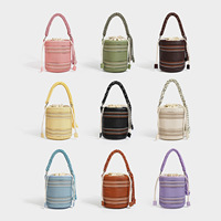 Sac seau en polyester tissé fait main, doublure tendance, sac à cordon polyvalent, nouvelle collection 2026, style décontracté et original