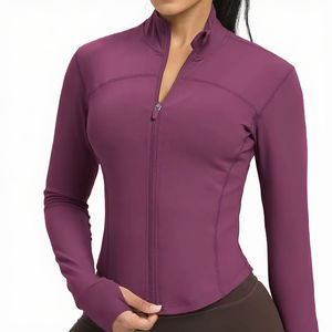 Conjunto Deportivo Femenino Personalizado de Alta Calidad - Chaqueta Ligera de Tela Inteligente Lavada, Manga Larga sin Costuras, Color Negro - Product Image 2
