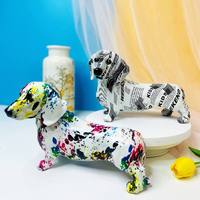 Vente en gros statue de carlin pitbull colorée Sculpture moderne Décoration Figure Pop Art multicolore artificiel 22x23 cm graffiti bouledogue