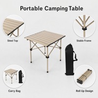 Table de camping pliable portable en acier, couleur champagne et noir, pour pique-nique en extérieur, vente en gros, OEM, marque privée, directement de l'usine