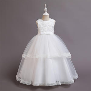Robe de princesse de mariage blanche élégante et moelleuse pour filles, robe de fête de 12e anniversaire pour enfants - Product Image 6
