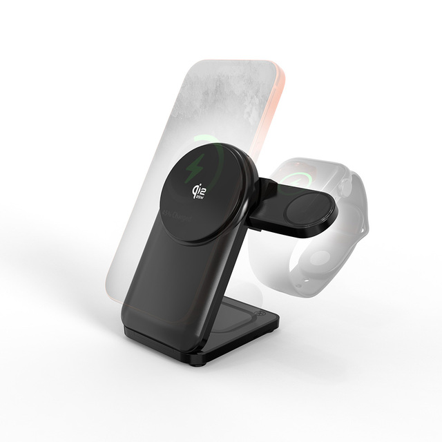 25W  Magnetic Wireless Charger 3 in 1 Cooling Fan Desktop Charging Station KC FCC CE for iPhone 16 15 Apple Watch AirPods