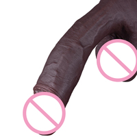 Dildo réaliste noir de 10 pouces, épais, effet peau, avec ventouse puissante, jouet sexuel en silicone réaliste pour stimulation vaginale et anale
