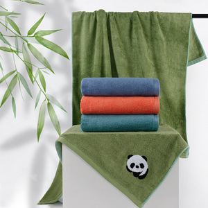 Serviette de Bain en Fibre de Bambou Kim Ryan 80x160cm Douce et Absorbante avec Panda Brodé pour Adultes et Femmes, Personnalisable, Vente en Gros - Product Image 1