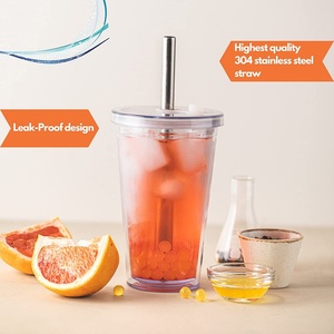 Reusable <b>Bubble</b> Tea Cup Smoothie Cup 17 OZ 20 OZ <b>Boba</b> Cup Plastic Water Bottle Tea Infuser Bottle Tea Milk Tumbler - Product Image 2