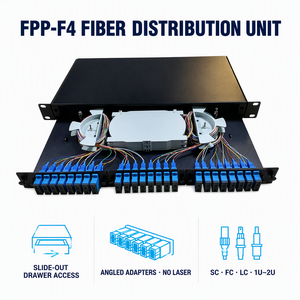 Unité de distribution de fibres optiques 1U <span class=keywords><strong>pour</strong></span> montage en rack, tiroir coulissant, panneau de brassage de fibres optiques, adaptateurs SC FC LC, 12/24 fibres, 19 pouces - Product Image 1