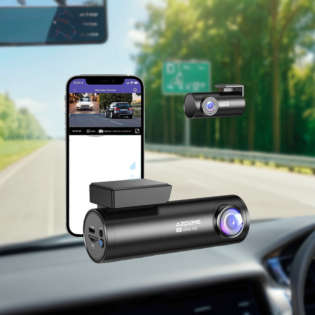 AZDOME M300S 4K Dash Cam GPS Night Vision WDR WiFi Voice Control 1 Year Warranty Front/Rear Dual Lens Parking Video Recorder