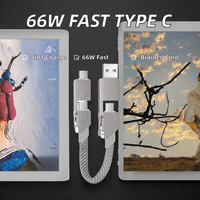 Kabel USB Type-C 4-in-1 66W Flat Braided dengan Pengisian Cepat 6A untuk Ponsel, Power Bank, Printer, Komputer & Pemindai Barcode