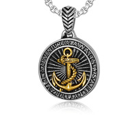 Colliers pendentifs en acier inoxydable de style hip-hop, viking, vintage, punk, boussole, ancre, navigation, bijoux de mode pour hommes et femmes, vente en gros