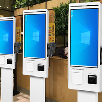 Kios pembayaran pemesanan makanan layanan mandiri Desktop 32 inci dengan Printer termal layar sentuh periksa sendiri kios Android