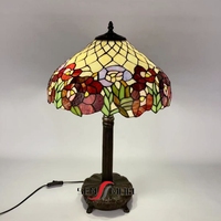 Lampe de table/bureau LED 16 pouces en verre coloré artisanal soudé à la main, style rétro européen, vente en gros 2025