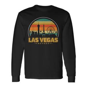 Camiseta de manga larga de Las Vegas Nevada con diseño vintage del horizonte de la ciudad - Product Image 1