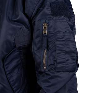 Blouson de vol tactique pour homme, bleu foncé et noir, avec boucle de suspension, bordure tricotée sur le col, les manches et l'ourlet, col montant - Product Image 4