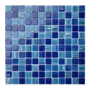 Blaue Farbe Hochwertiges traditionelles Glasmosaik Mix Kristallglas mosaik fliese für Schwimmbad kann durch Anpassen hergestellt werden