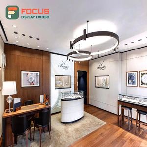 Vitrine à bijoux moderne en bois, comptoir à bijoux avec dessus en verre, éclairage LED, présentoir de luxe, luminaire haut de gamme - Product Image 1