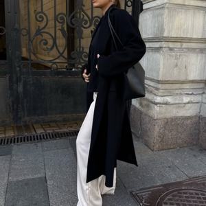 Manteau en cachemire sur mesure, nouvelle arrivée, pour femmes, coupe ample, à simple boutonnage, trench-coat en laine pour femmes - Product Image 2