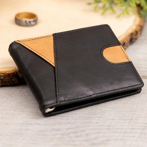 Wholesale Premium Cowhide Crazy Horse <b>RFID</b> <b>Blocking</b> Thread Short Vintage Open Closure Men's <b>Wallet</b> Card Holder Polyester for - Product Image 3