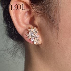 Rakol ต่างหูเซอร์โคเนีย EP5701หรูหราเต็มรูปแบบชุบทองแท้ต่างหูคริสตัลยอดนิยม - Product Image 4