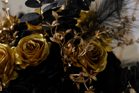 Rose artificielle noire dorée de haute qualité avec plumes pour mariage de luxe, décoration de maison, hôtel, accessoires photo
