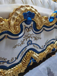 Juego de dormitorio de lujo <span class=keywords><strong>barroco</strong></span> hecho a mano 2023, Villa italiana clásica, tallado en madera, diseño francés, cama crema azul para uso doméstico en Hotel - Product Image 2