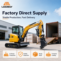 LOGWAY Strong Power Mini Excavator untuk Pemasangan Kabel Utilitas dengan Track Karet dan Boom Swing Pro Mini Excavator