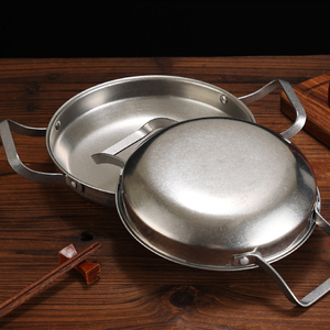 Cacerola de acero inoxidable ollas secas cocina casera mariscos arroz olla <span class=keywords><strong>Paella</strong></span> Pan Picnic aperitivos platos utensilios de cocina con asa para Cocina - Product Image 4