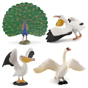 HY-子供の科学と教育のシミュレーション野生動物ミュート白鳥孔雀モデルテーブル装飾おもちゃ