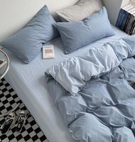Bleu moderne bordure housse de couette lavage microfibre ensemble de draps de literie pour trois/quatre lits King Twin usage domestique toutes saisons