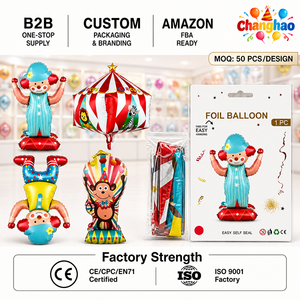 Globos de Mylar de Circo Autoportantes de Fábrica, Temática de Carnaval, Payaso, Mono, para Decoración de Fiestas de Cumpleaños Infantiles - Product Image 1