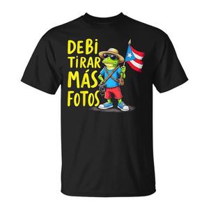 Camiseta de viaje con diseño de rana turística y bandera de Puerto Rico, camiseta gráfica divertida - Product Image 1
