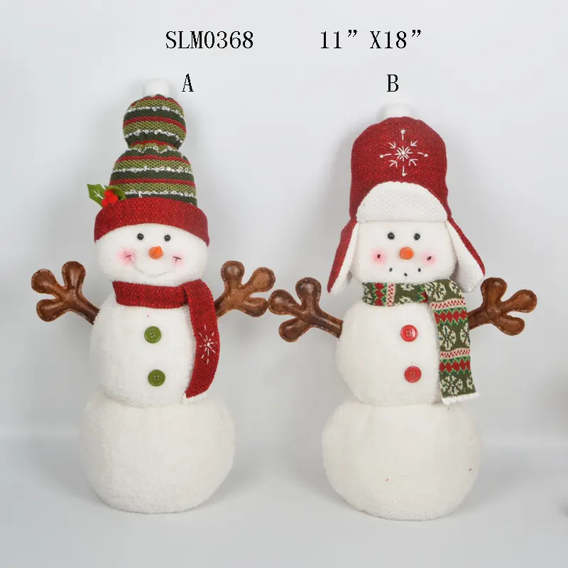 Hot sale christmas luxury decorations plush snowman xmas decor snowman figurine supplies