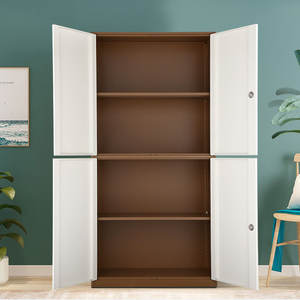 Gabinete moderno de almacenamiento de metal de 2 puertas, 4 estantes ajustables, armario archivador de acero barato con 4 estantes ajustables para uso en la cocina - Product Image 4