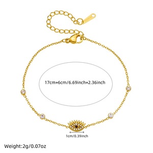 Fashion Charm Bracelet Gold Plated Evil Eye Design Bezel Set Crystal Chain Jewelry Gift For Women - Product Image 4