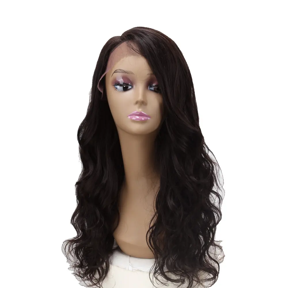 Noble cheap good quality 27 inch Long Wavy Wigs three colors for choice women african american wig swiss lace synthetic wigs