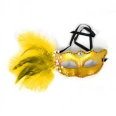 Happy Party événement pratique demi-visage masque de mascarade vénitien jaune BK Cosplay accessoires en caoutchouc - Product Image 1