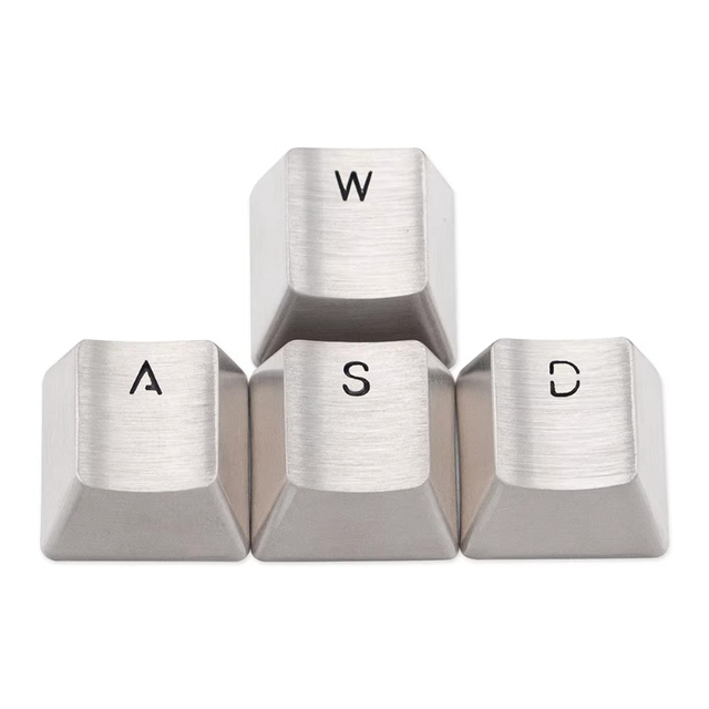 Custom Stainless Steel OEM Metal Keycap WASD Keys Light Translucent Keycaps for Mechanical Keyboard MX Switch Durable Keycaps