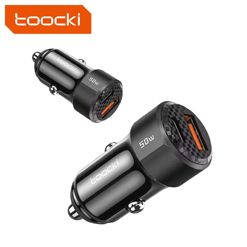 Toocki High Efficiency the built-in smart chip 50W dual port car charger fast charging car charger