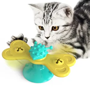 Rompecabezas personalizado al por mayor, ventosa para gatitos, juguetes de molino de viento para gatos, juguetes interactivos para gatos