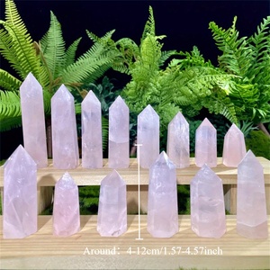 Pilares de cristal de cuarzo rosa al por mayor [boho], cristal para atraer la riqueza, piedra decorativa, fragmentos de piedra en bruto tallados, mineral - Product Image 4