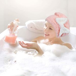 Toallas de microfibra al por mayor para secar el cabello, superabsorbentes, con lazo, gorro de ducha para niñas y mujeres - Product Image 3