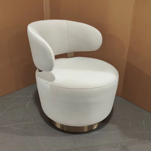 Sillones de rotación de <span class=keywords><strong>Arte</strong></span> de muebles de hotel italiano, tela de terciopelo de acero inoxidable dorado moderno de lujo, sofá de sala de estar, silla de ocio - Product Image 1