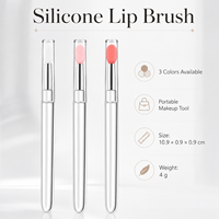 Pinceau applicateur de maquillage portable en silicone pour les lèvres avec capuchon transparent, pointe souple et flexible, marque privée OEM
