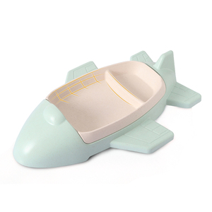 Assiette en silicone 3D en forme d'avion, compartimentée, motif dessin animé mignon, style original pour enfants de 6 mois et plus - Product Image 3