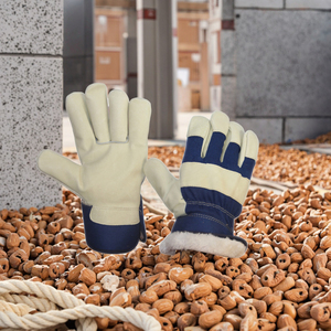 Heavy Duty Blue Baron Sherpa Forrado Guante de trabajo de invierno Guantes de cuero de vaca Grano frío Guantes de trabajo sin dedos Protección de las manos - Product Image 2