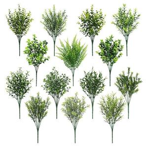 Vente en gros de plantes artificielles vertes bouquet de fougères persanes feuilles d'eucalyptus faux plant vert buisson - Product Image 1