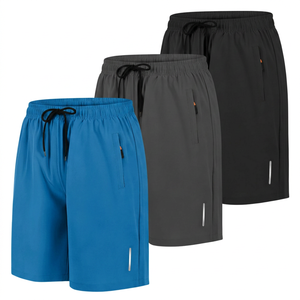 Men's Quick Dry Bermuda Shorts With Drawstring Waist And Side Pockets In Navy Gray <b>Black</b> - Product Image 2