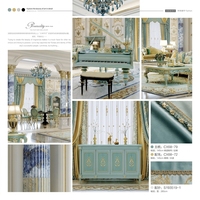 Rideaux élégants de style européen Yun Zhu, vert menthe, broderie dorée, pour projets de suites d'hôtels de luxe
